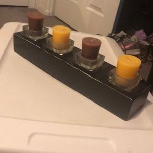 1 Rectangular Candle Holder! W/ Candles!